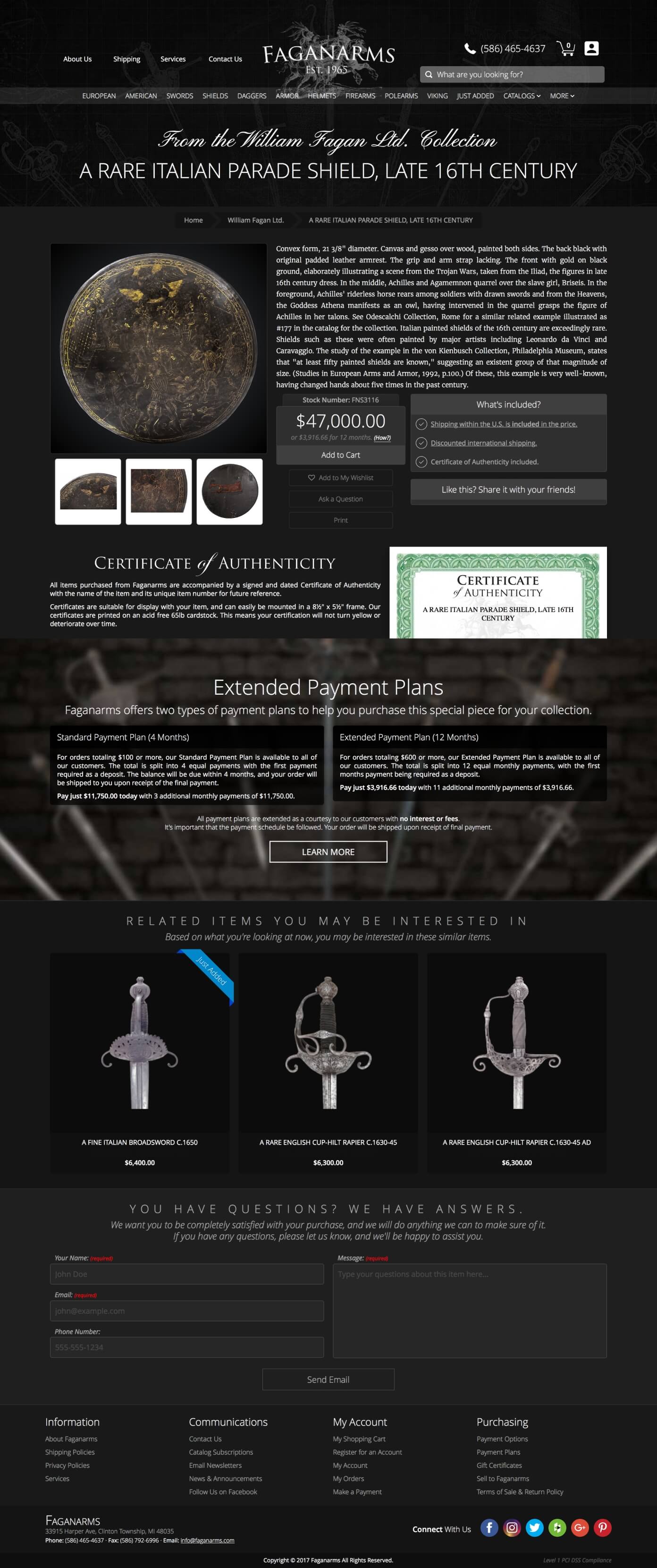 Fagan Arms product page