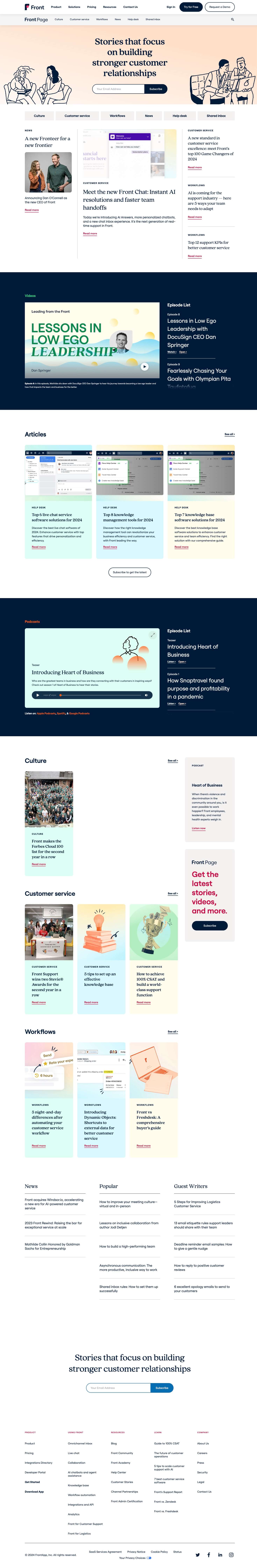 Front blog homepage