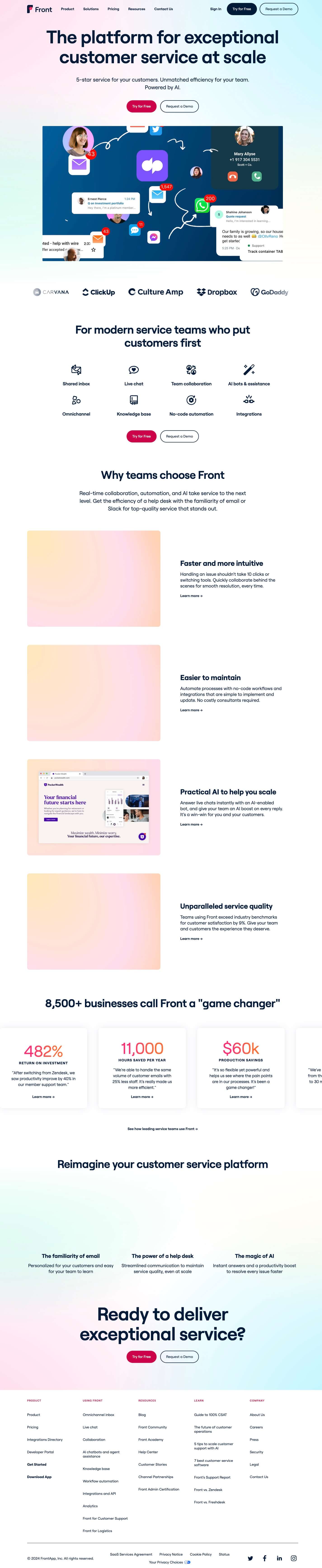 Front homepage