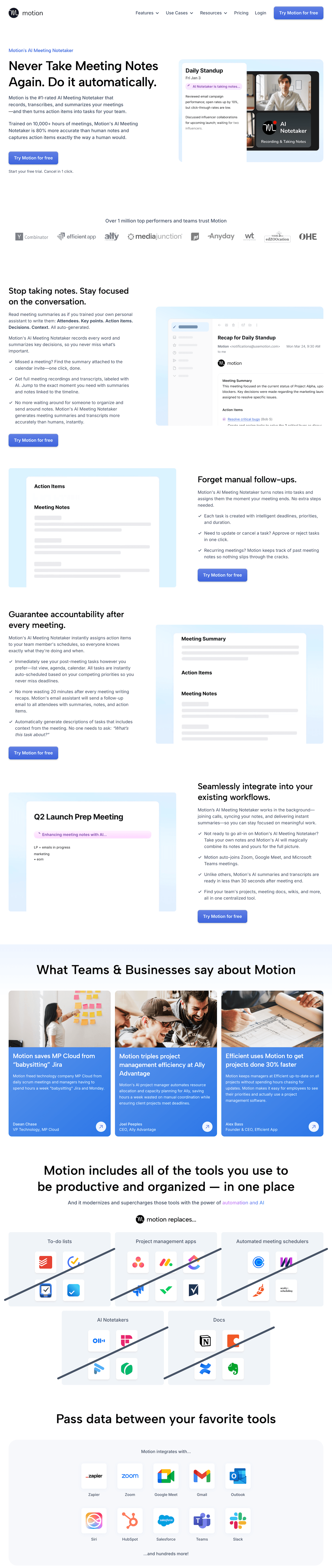 Motion notetaker page